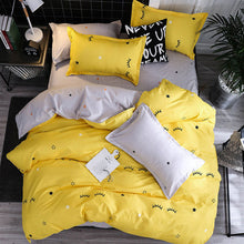 Load image into Gallery viewer, Eyelash Star Yellow 4pcs Kid Bed Cover Set Cartoon Duvet Cover Adult Child Bed Sheet and Pillowcases Comforter Bedding Set 61018