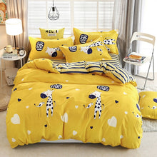 Load image into Gallery viewer, Eyelash Star Yellow 4pcs Kid Bed Cover Set Cartoon Duvet Cover Adult Child Bed Sheet and Pillowcases Comforter Bedding Set 61018